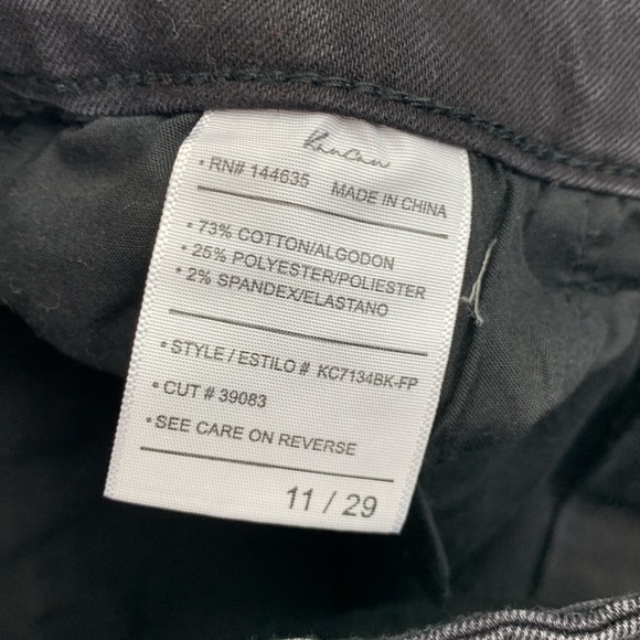 KanCan Faded Black Distressed Side Studs Raw Hem Jeans Sz 11/29 Stretch - Picture 7 of 16